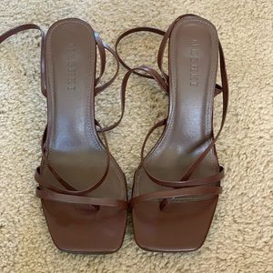 Meshki Brown Wrap Heels